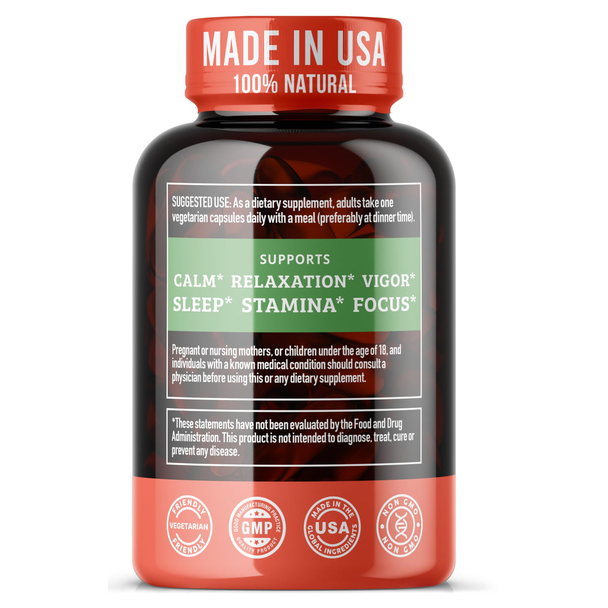 Organic Ashwagandha 600mg Root Extract Capsules G551