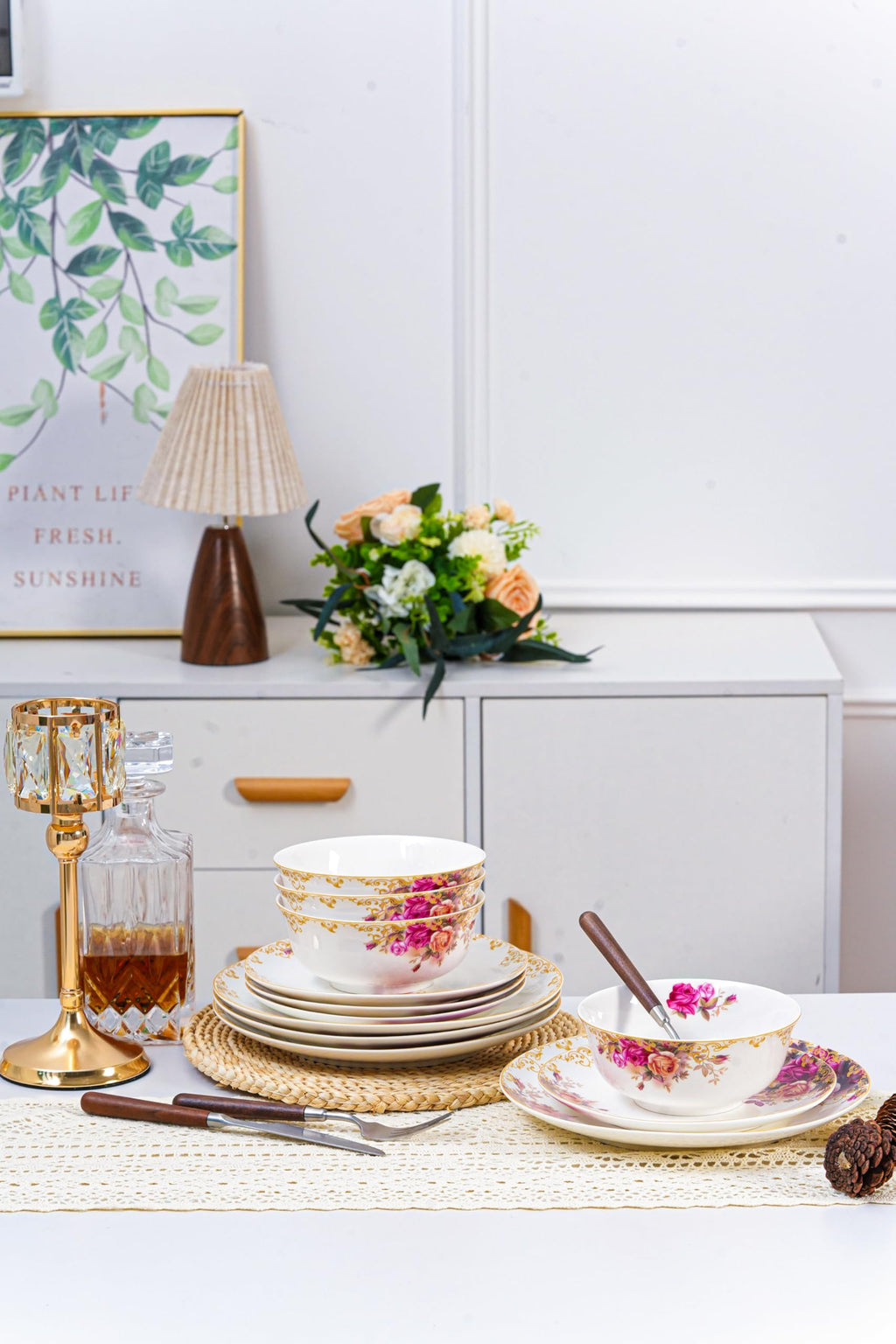 White 12 Piece Porcelain Dinnerware Set X9442