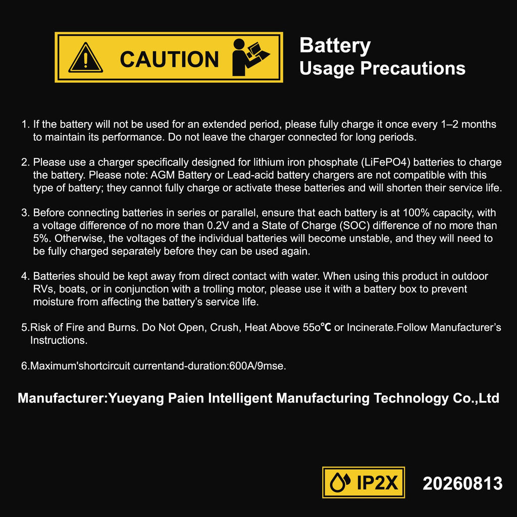 12V 100Ah LiFePO4 Lithium Battery 2 Pack L9802