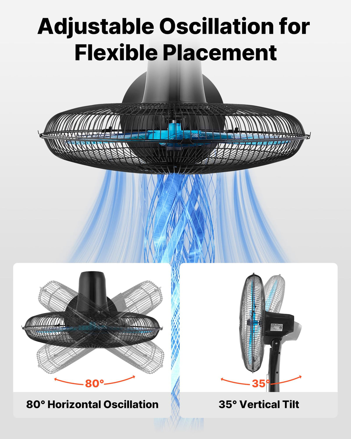 18-Inch Pedestal Fan with Remote Control, 9 Speeds, Oscillating, Black X807