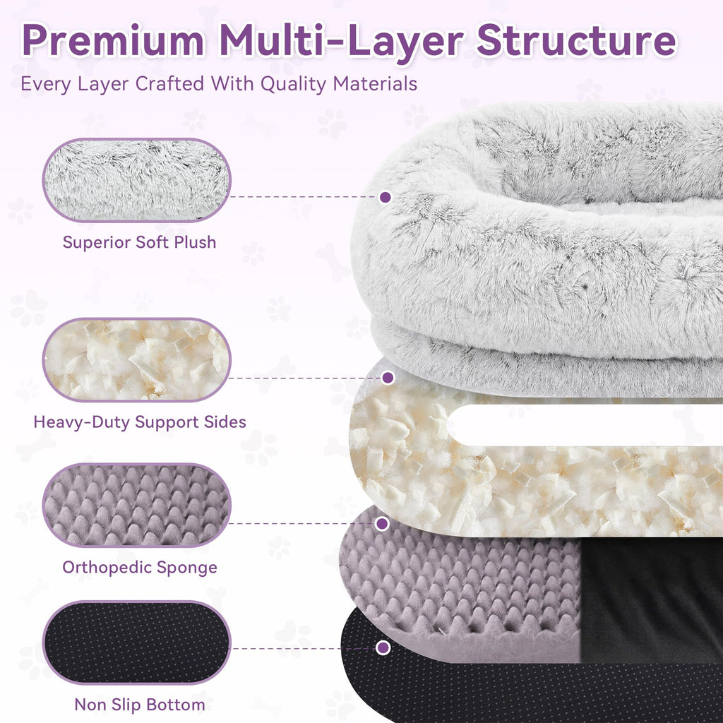 Grey Human Dog Bed 71''x45''x12'' F648