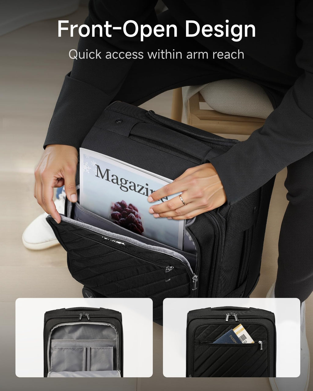Black 15" Underseat Carry On Bag H506