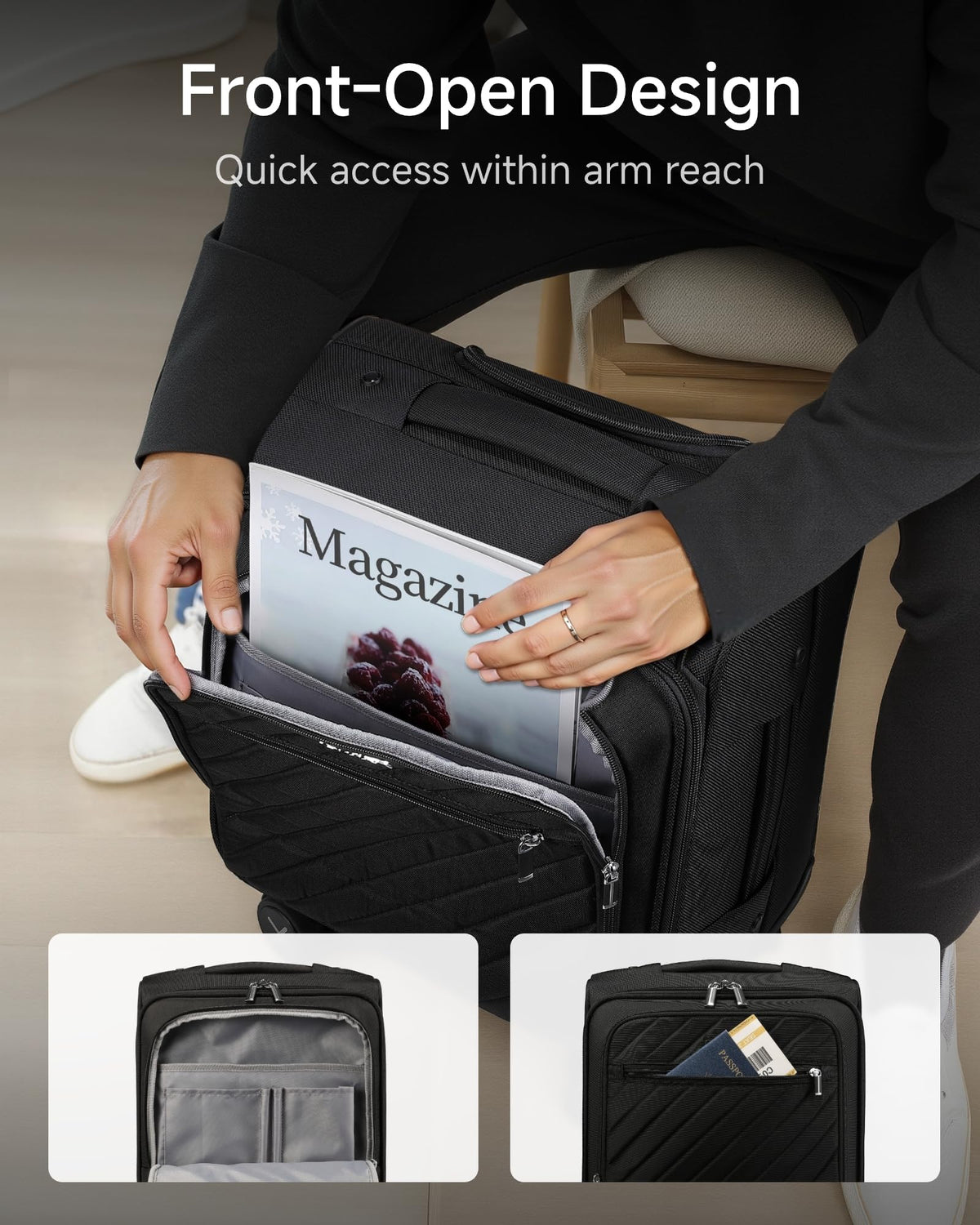 Black 15" Underseat Carry On Bag H506