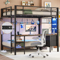Full Over Twin Bunk Bed with Desk and LED Lights C397920
