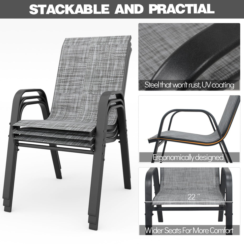 Grey Set of 4 Stackable Textilene Metal Patio Chairs X528348