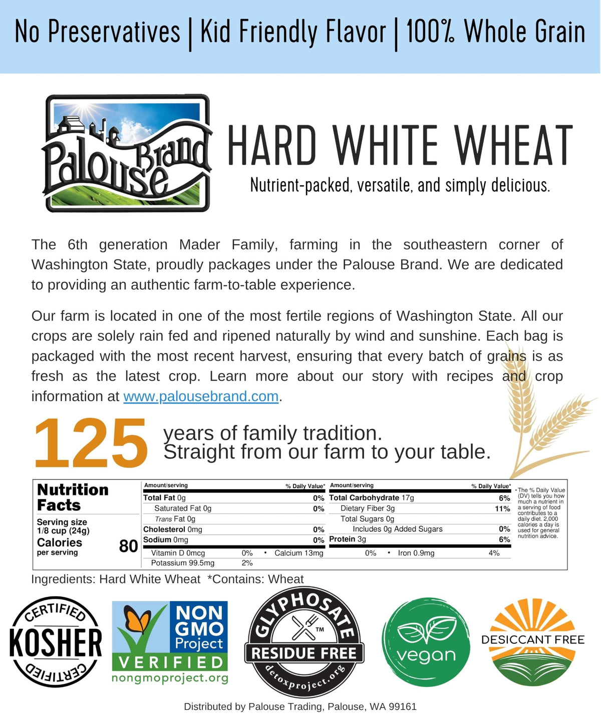 Hard White Wheat Berries 25 lbs V158243