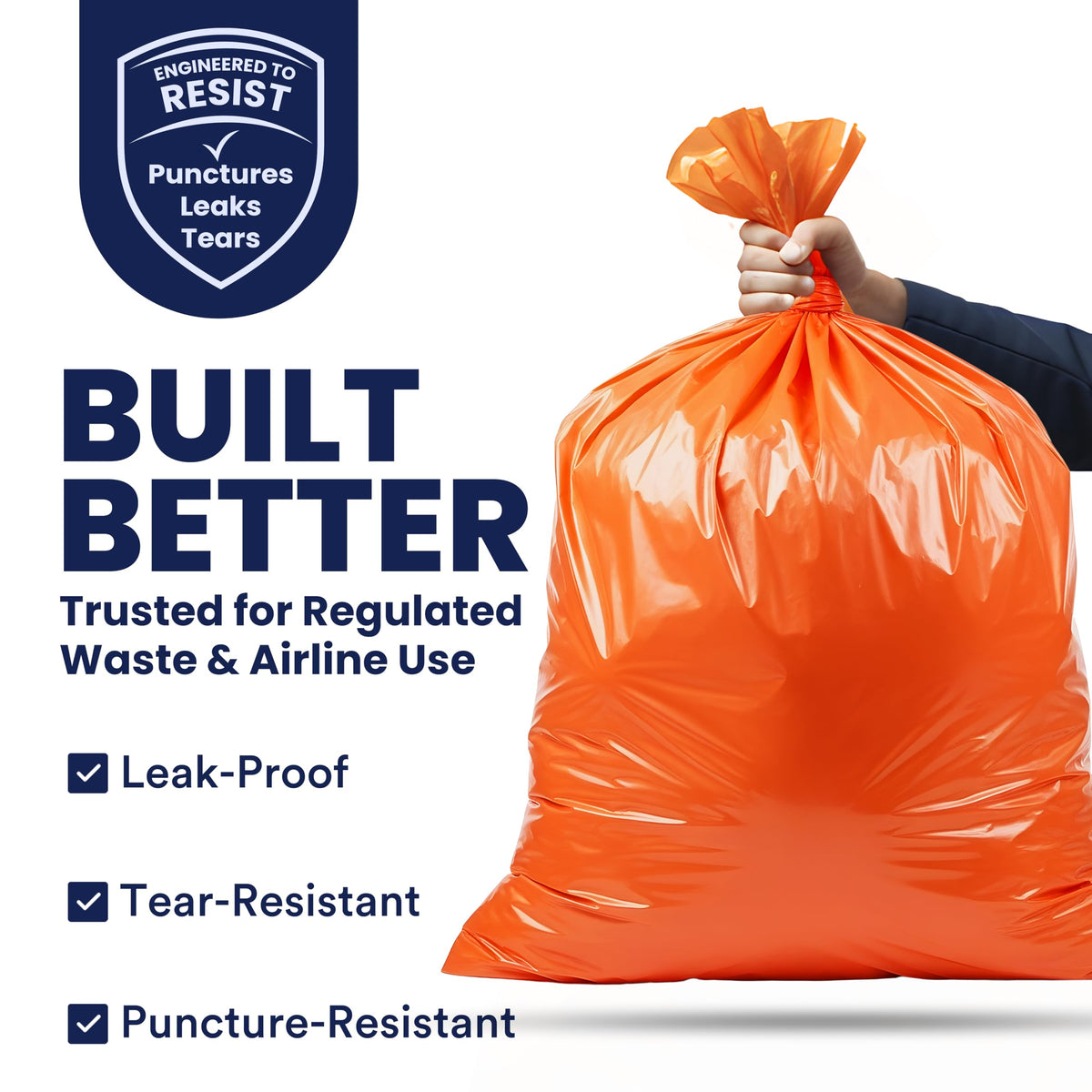 42 Gallon 3.0 Mil Orange Heavy Duty Contractor Trash Bags 50 Count G37998