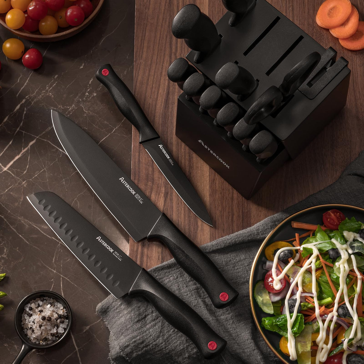 15 Pc German Knife Set with Block and Sharpener V5032