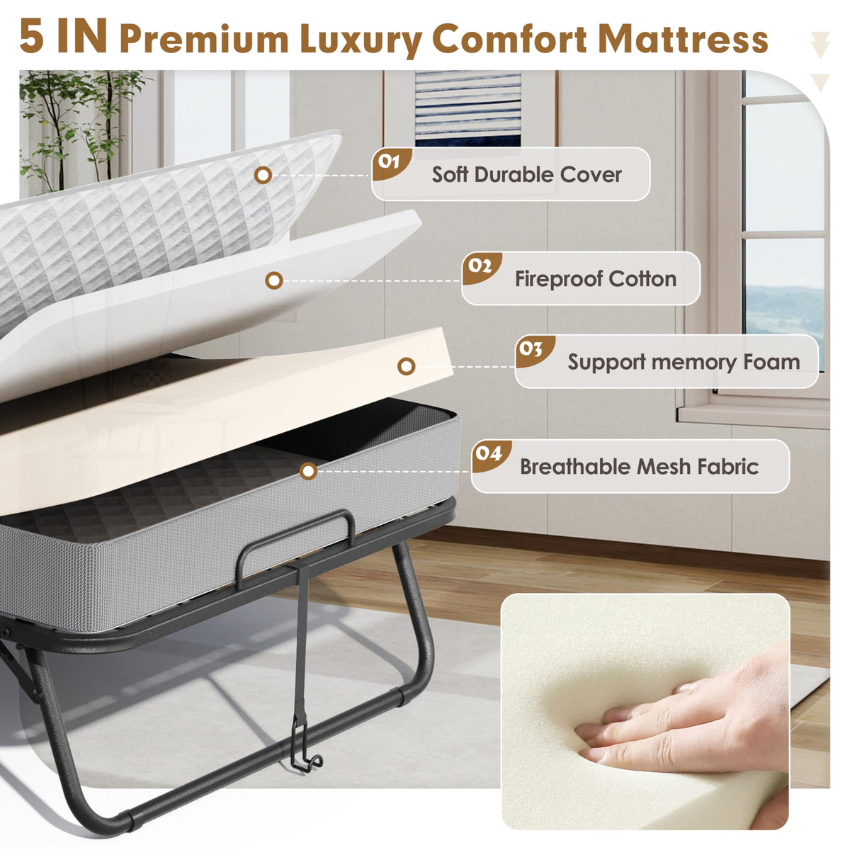 Folding Bed with 5” Mattress A272652