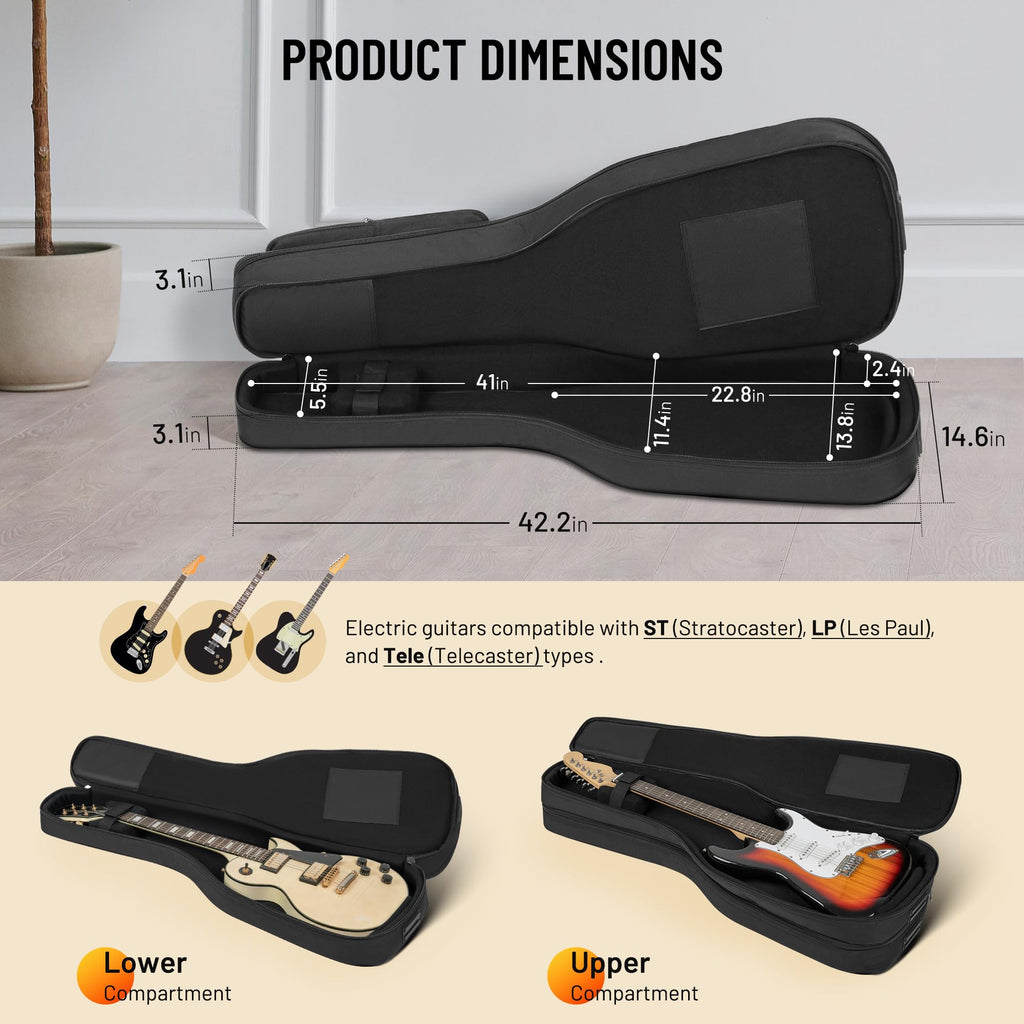 Padded Soft Electric Guitar Gig Bag Black W6004