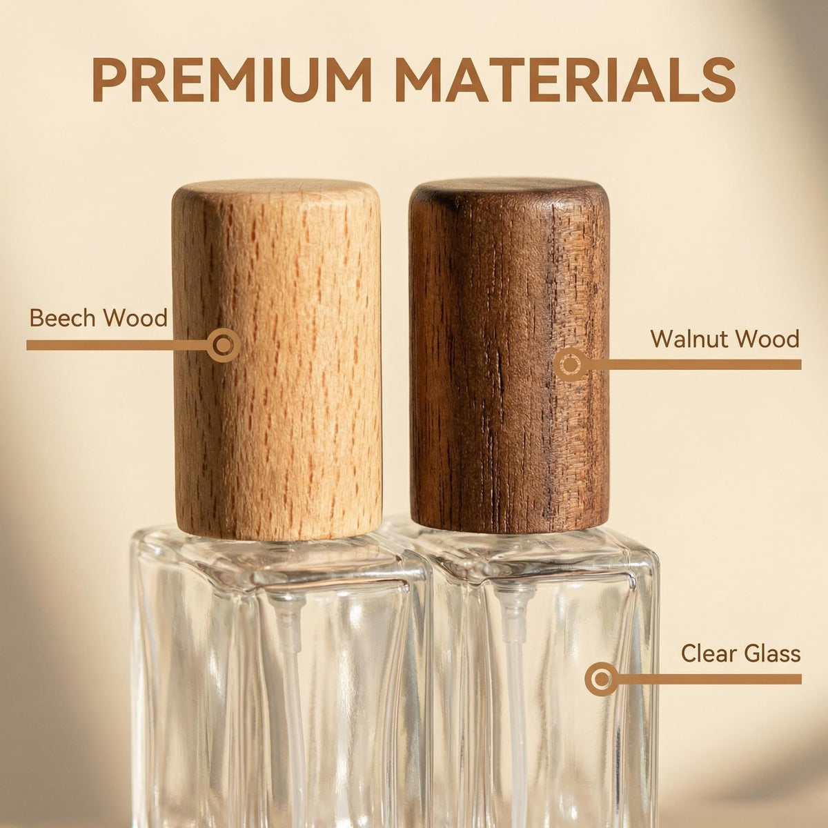 2 Pcs 15ml Clear Mini Glass Perfume Bottle with Wood Lid V300903