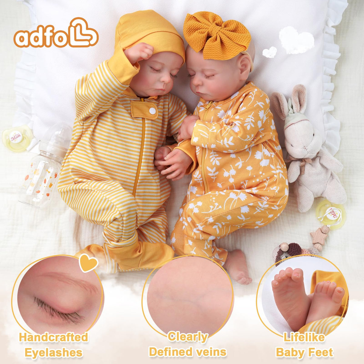 20 Inch Reborn Baby Dolls Twins E3253