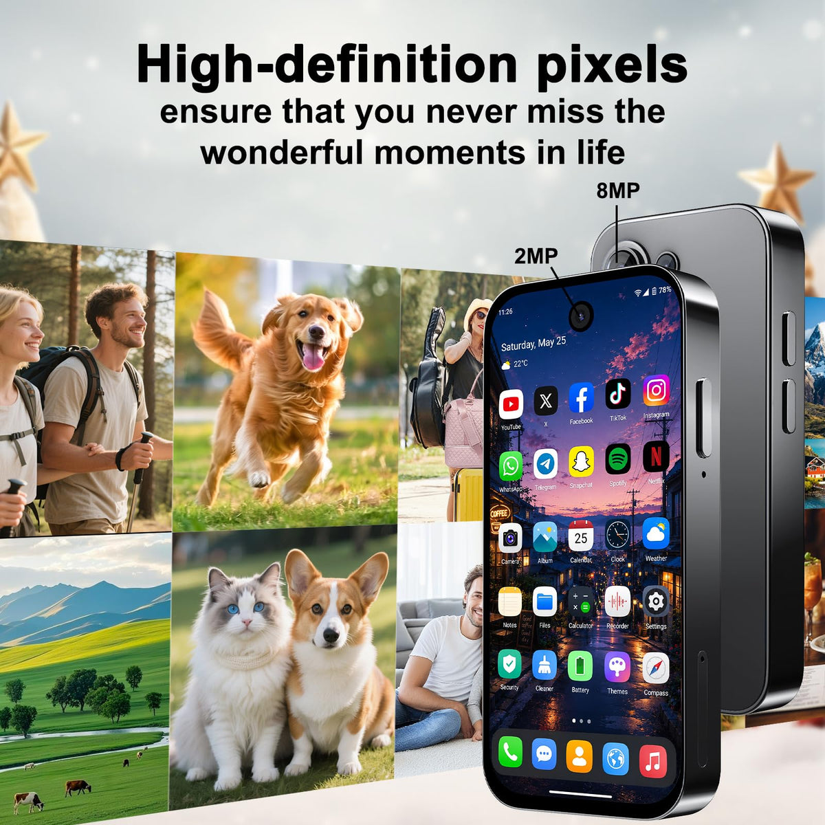 Unlocked 2G Mini Smartphone 2GB+32GB 2800Mah 3.0 Inch Dual SIM Black D551