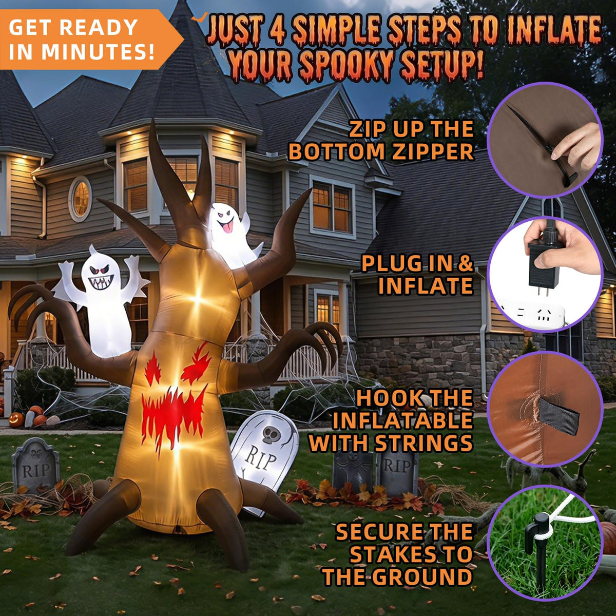 8FT Halloween Inflatable Tree Yard Decor D185543