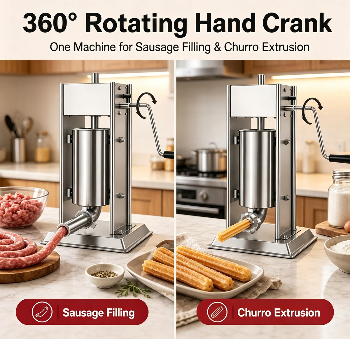 3-in-1 Manual Sausage Stuffer 15LB Y601