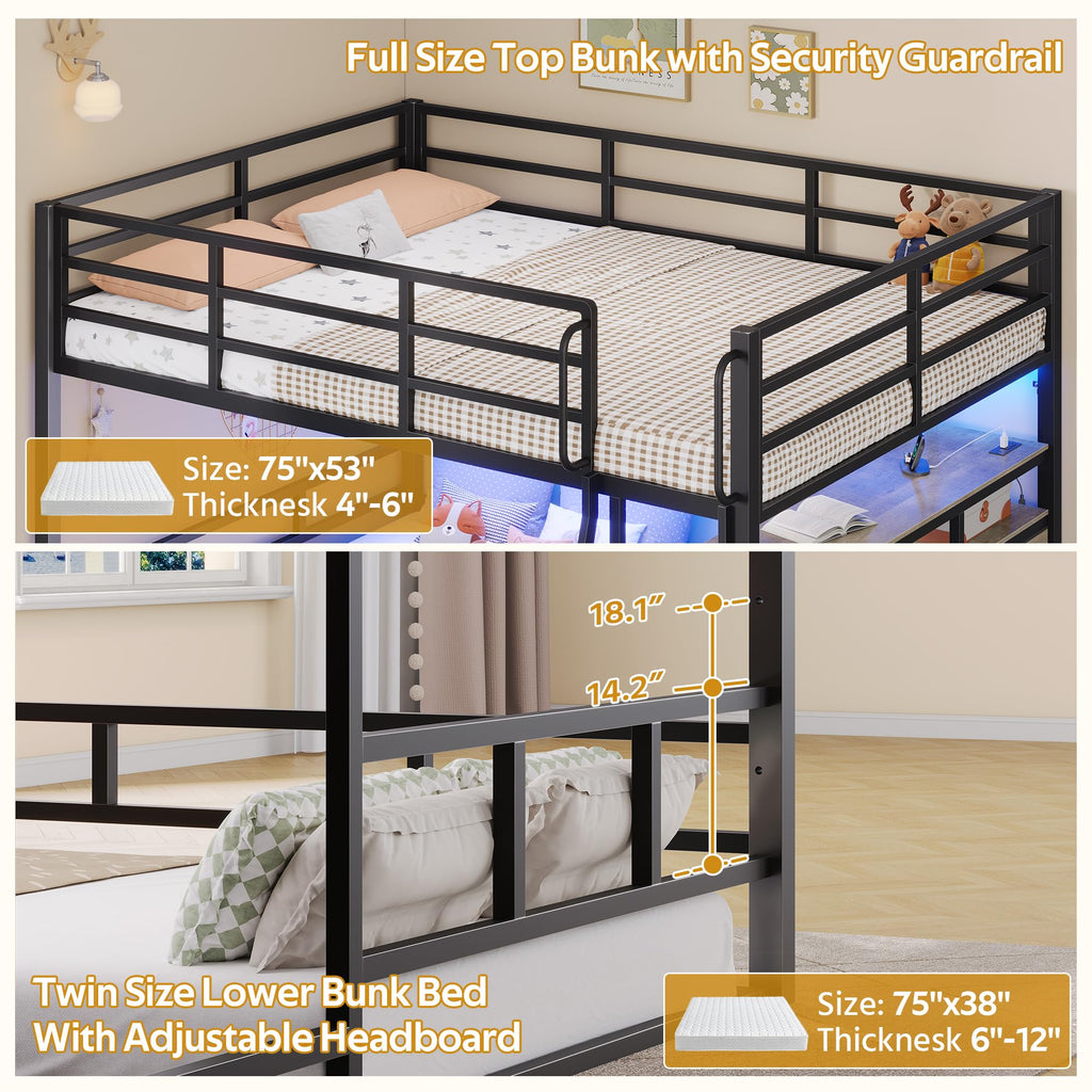 Full Over Twin Bunk Bed with 8 Drawers & 4 Shelves Y626