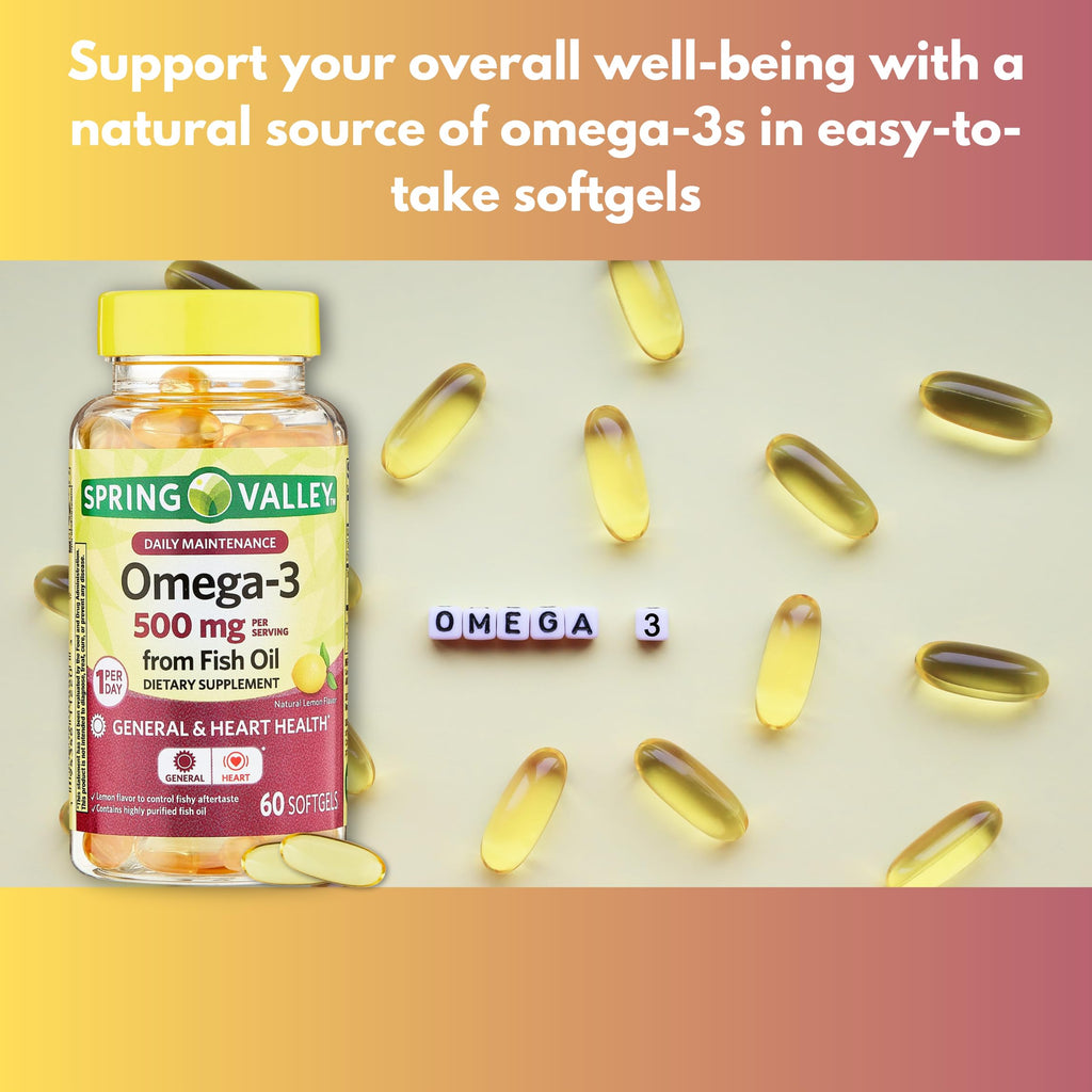 Omega 3 500mg Fish Oil Softgels 60 Count O870