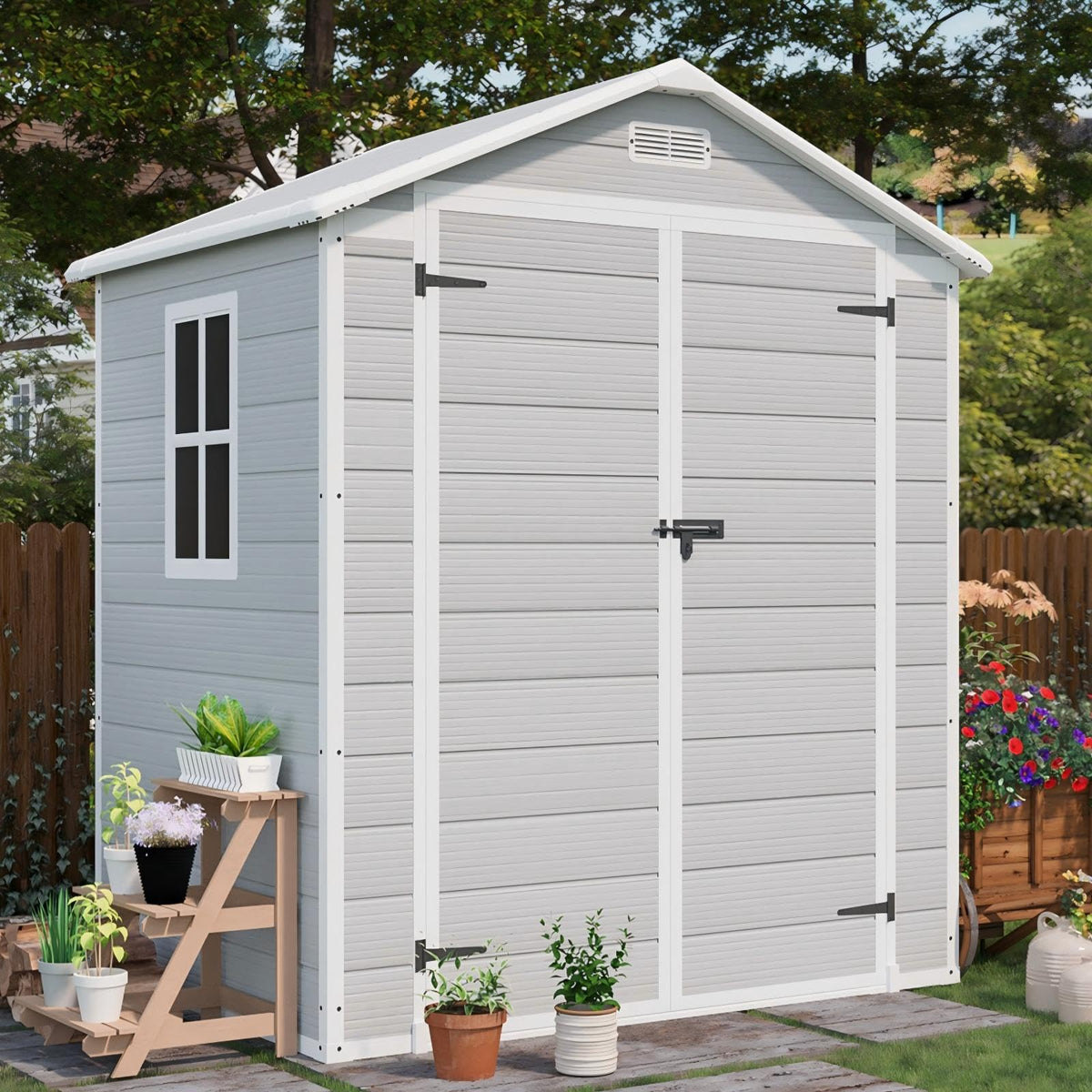6x4 FT Resin Outdoor Storage Shed with Floor I1120