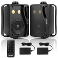 3.5" 200W Outdoor Bluetooth Speakers, IP44 Waterproof, Black, 2-Pack Q144