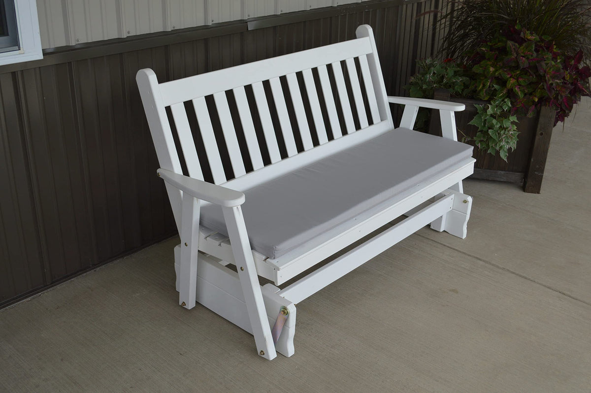 White Wooden Glider Bench with Gray Cushion W35336