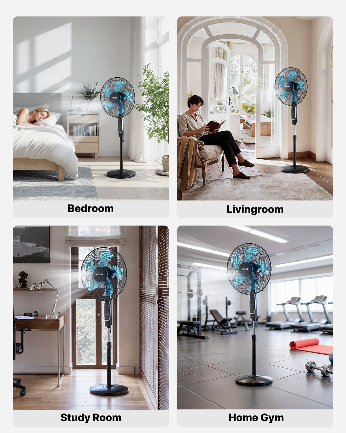 18-Inch Pedestal Fan with Remote Control, 9 Speeds, Oscillating, Black X807