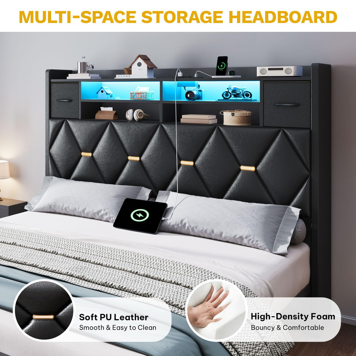 Full Size Bed Frame with 2 Storage Drawers G415