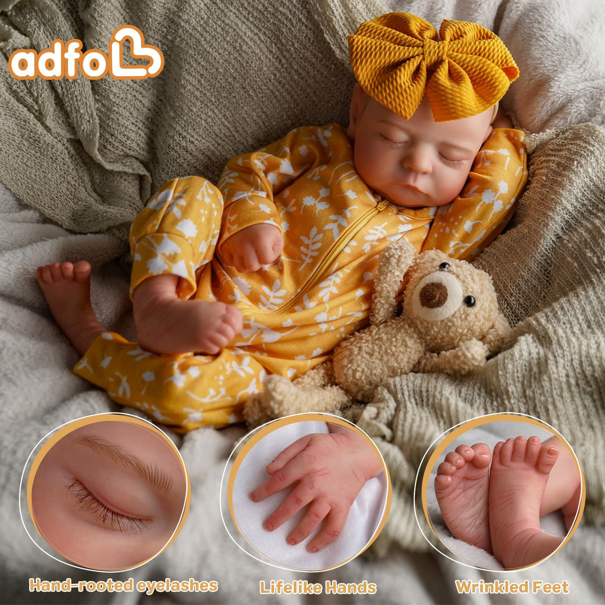 20 Inch Full Vinyl Reborn Baby Dolls Girl C593014