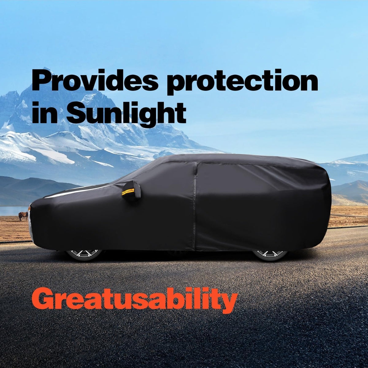 Truck Cover with Camper Shell Topper, Waterproof All Weather with Door Zipper Y465