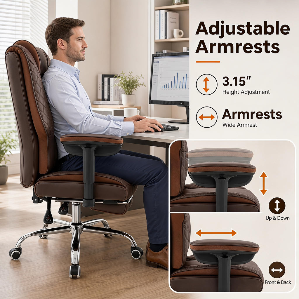 Big and Tall High Back Executive Office Chair with Foot Rest U75348