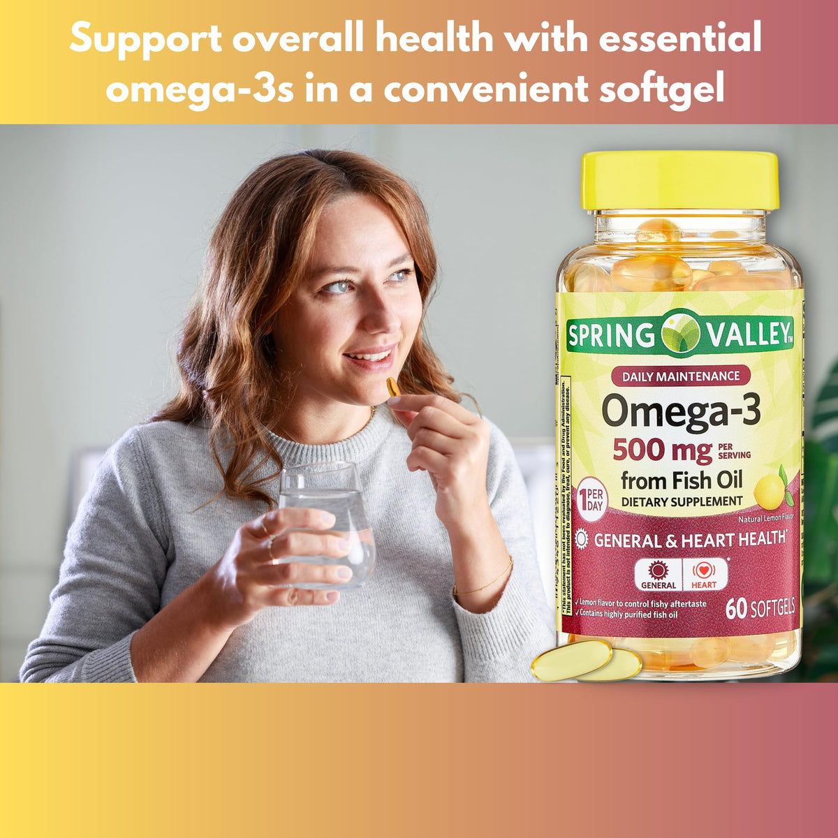 Omega 3 500mg Fish Oil Softgels 60 Count O870