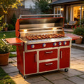49" 5-Burner Red Propane Gas BBQ Grill J328837