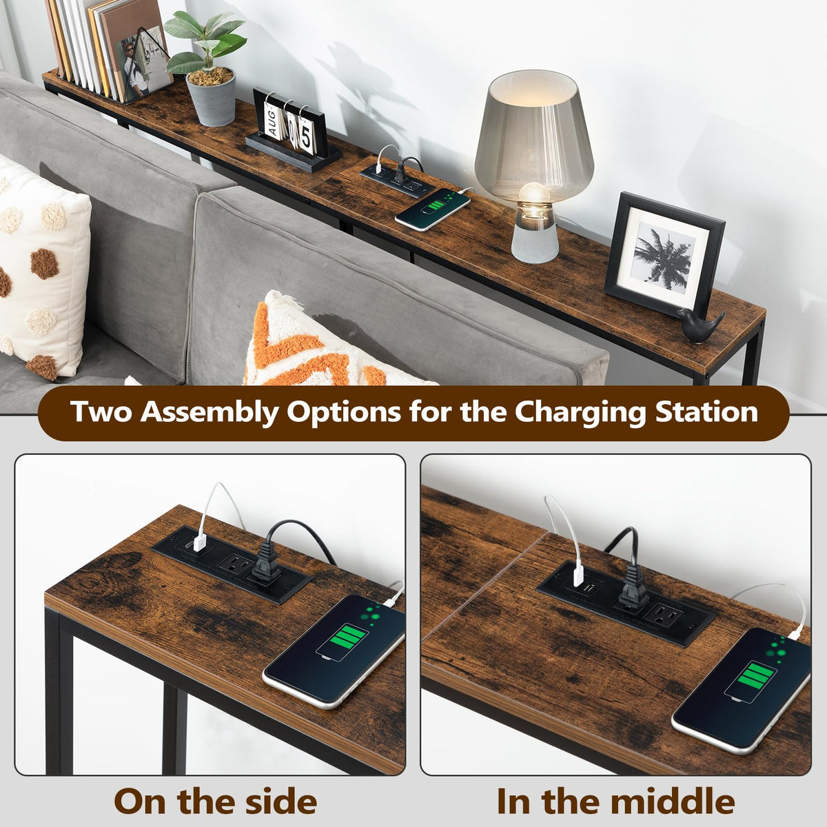 70.9" Narrow Console Table with Power Outlet S2990