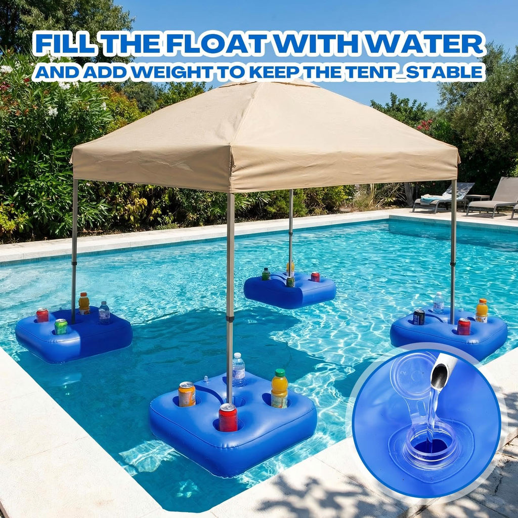 5 Pcs Water Canopy Float Kit with Cup Holders and Hand Air Pump L4277