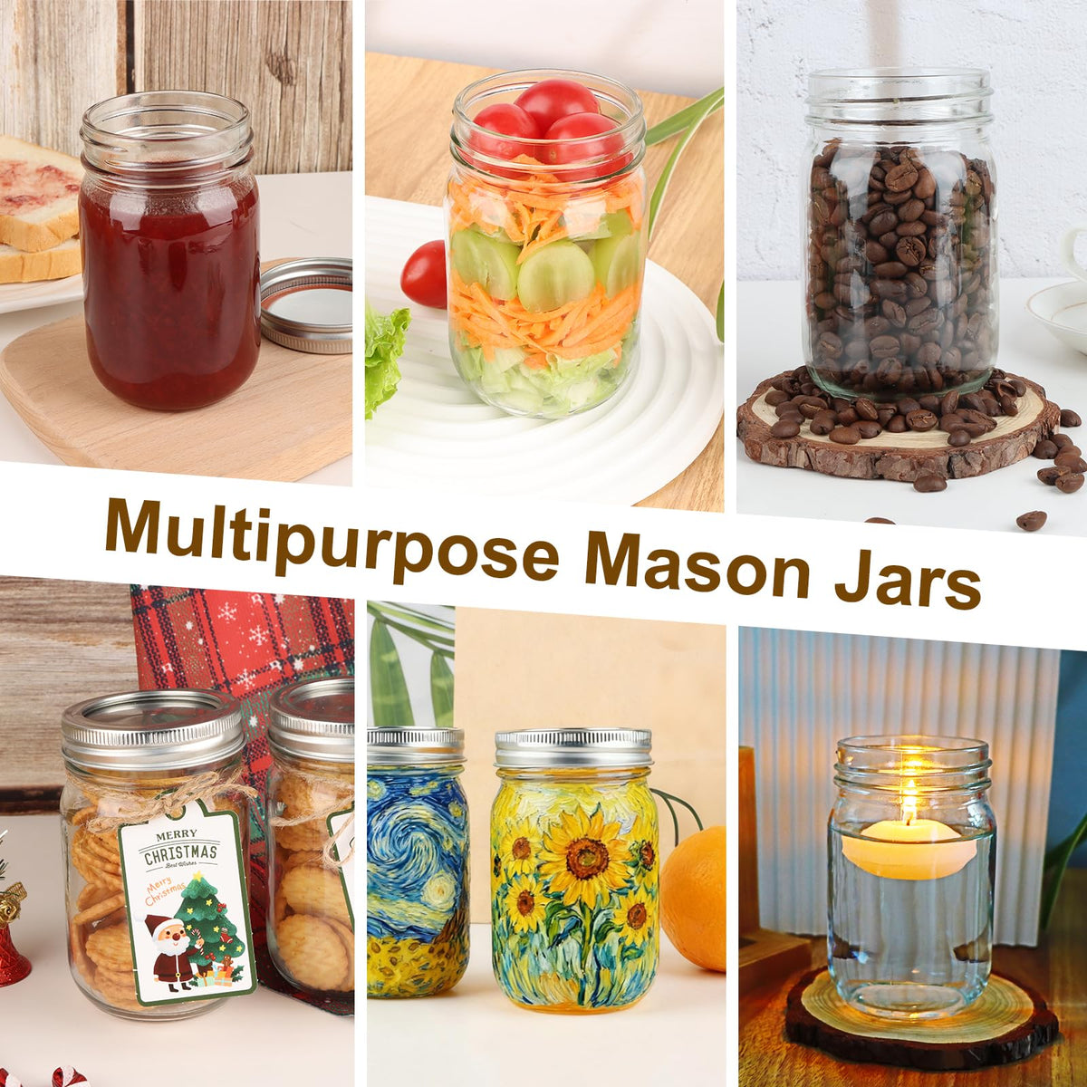 20 Pack 12 oz Mason Jars with Lids and Bands D7792