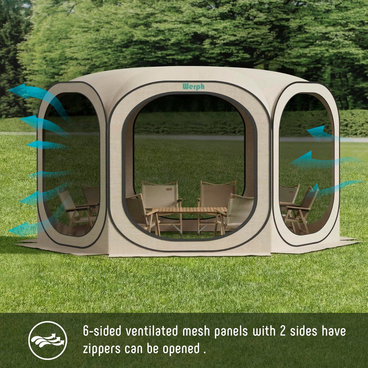 12x12 Pop Up Screen Tent, Mosquito Net Gazebo, UV Resistant, Beige L85293