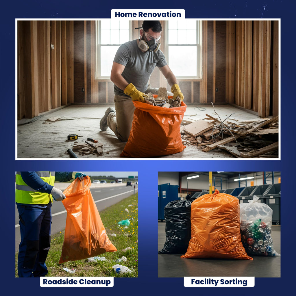 42 Gallon 3.0 Mil Orange Heavy Duty Contractor Trash Bags 50 Count G37998