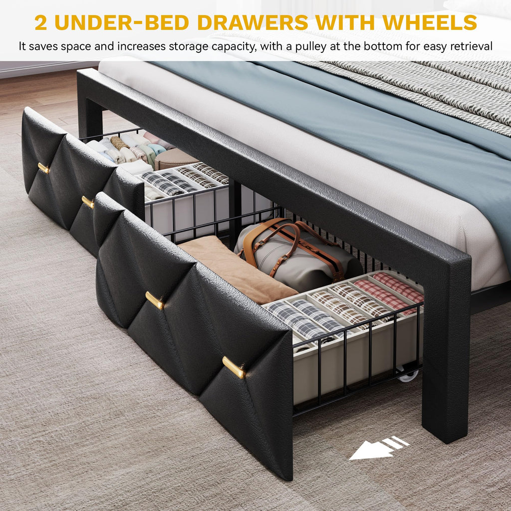 Full Size Bed Frame with 2 Storage Drawers G415