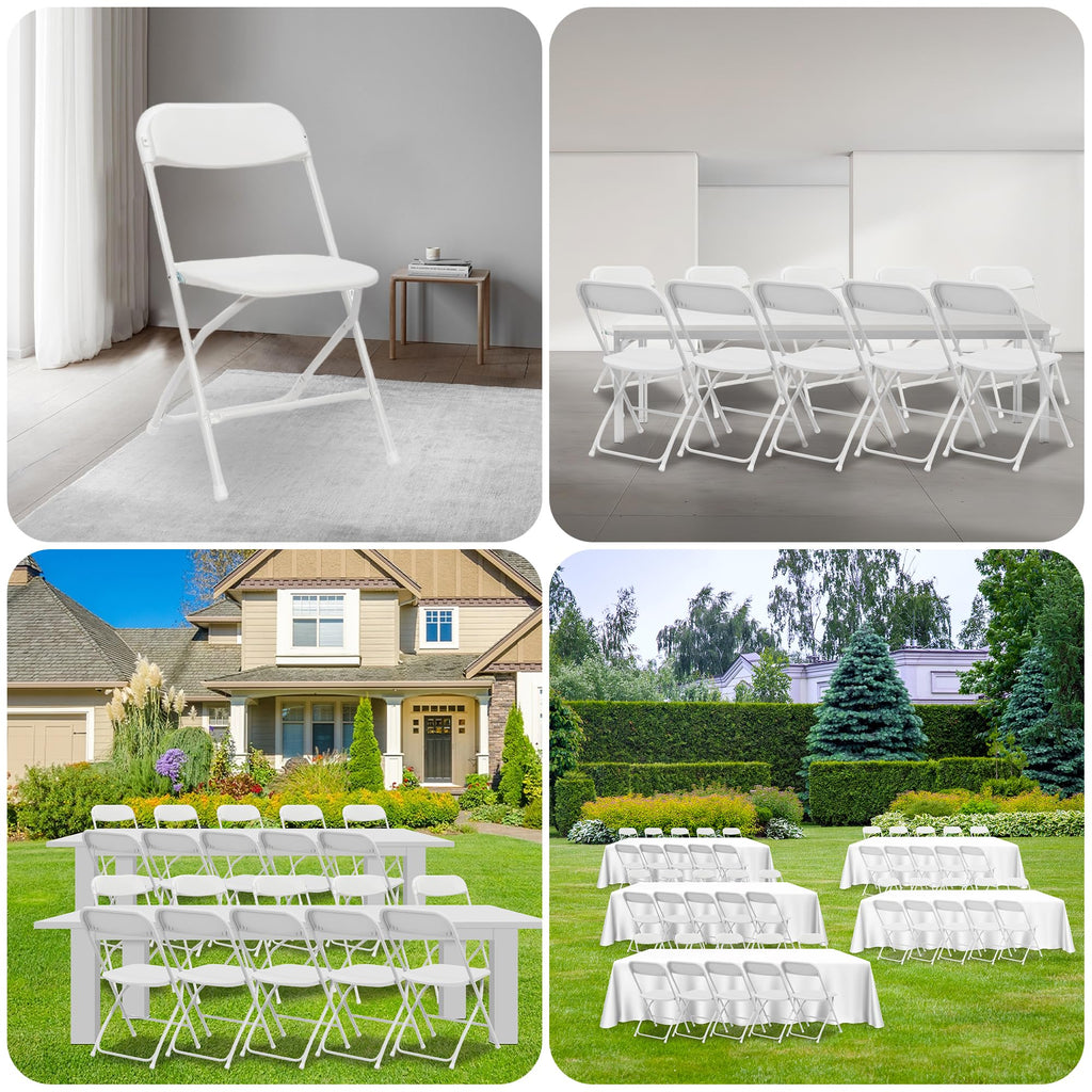 10 Pack White Folding Chairs 350LBS Capacity Steel B997973