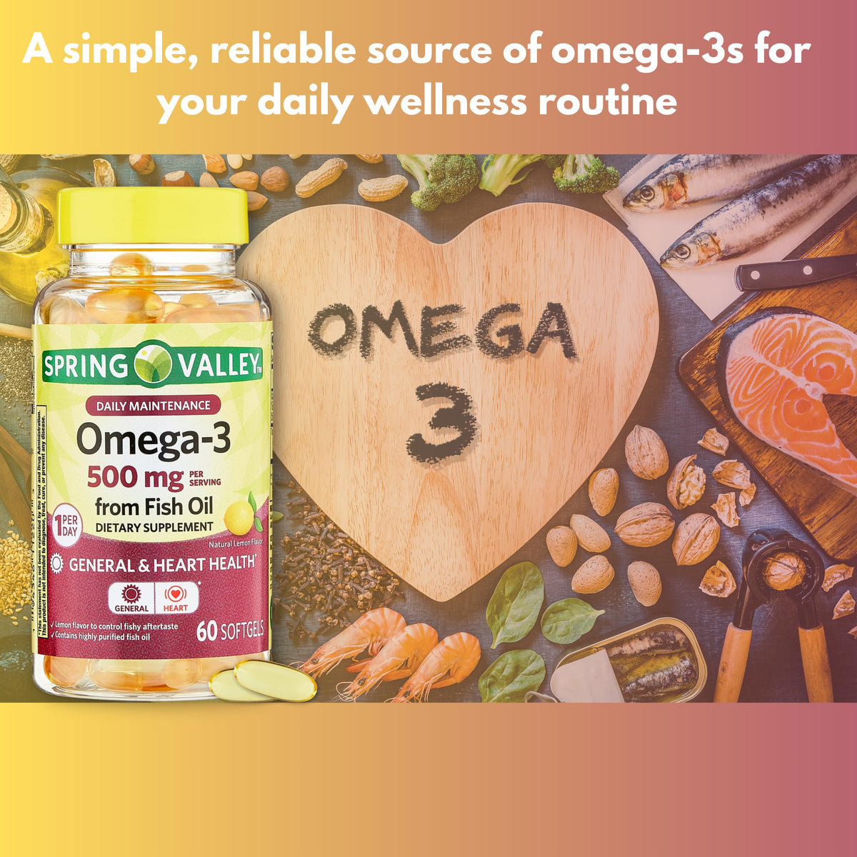 Omega 3 500mg Fish Oil Softgels 60 Count O870