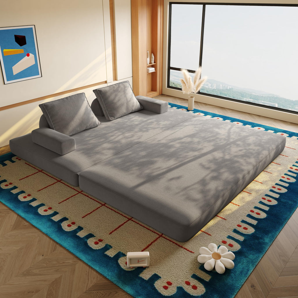 Light Gray Convertible Sofa Bed T78862